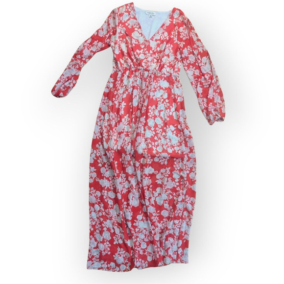 Moon and Sky Floral Maxi Dress Red White Boho Medium - Picture 3 of 12